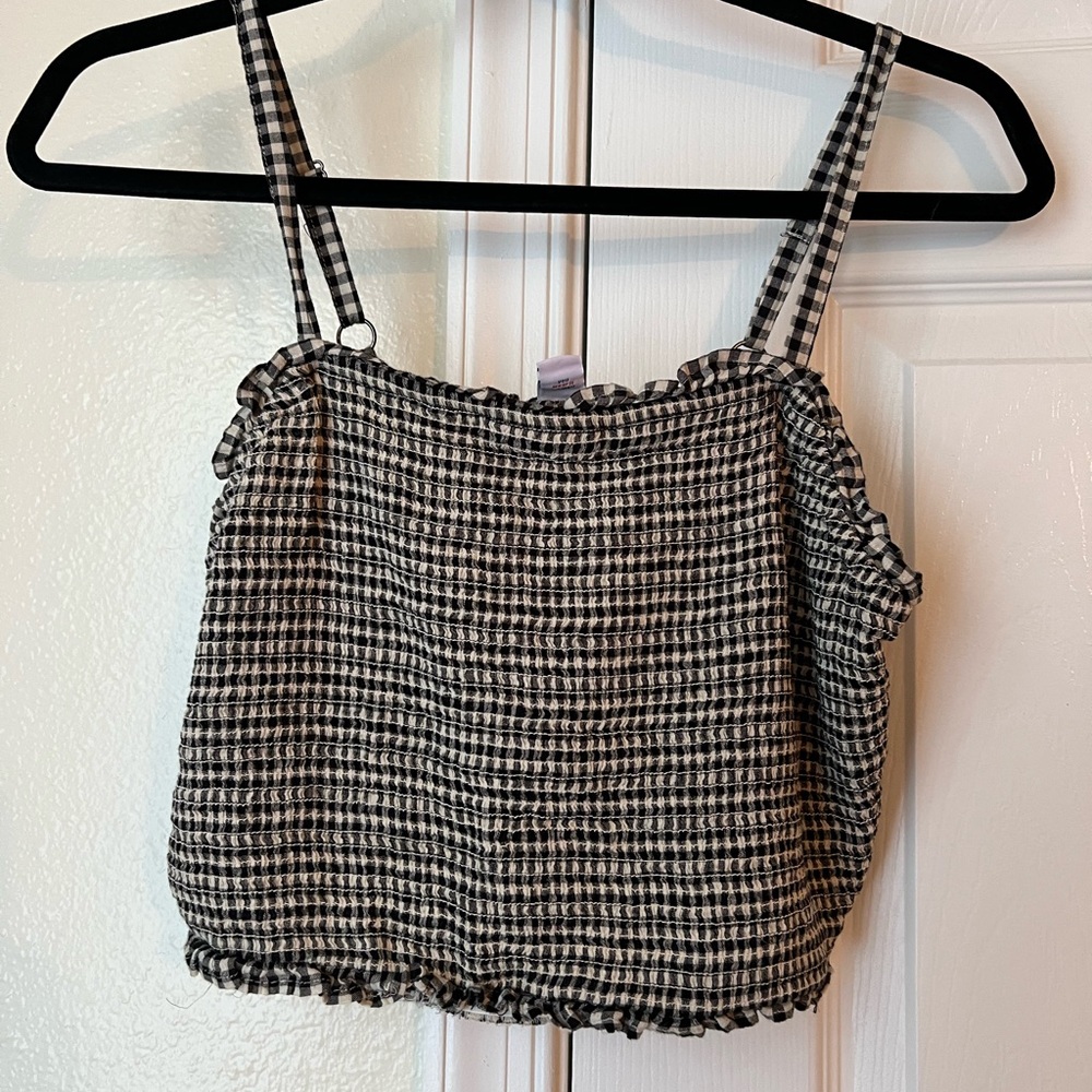 Black and White Gingham Women's Crop Top